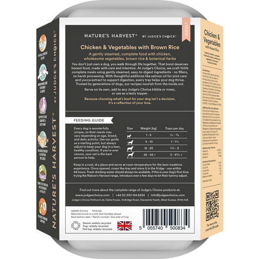 Nature's Harvest Chicken with brown rice pack info