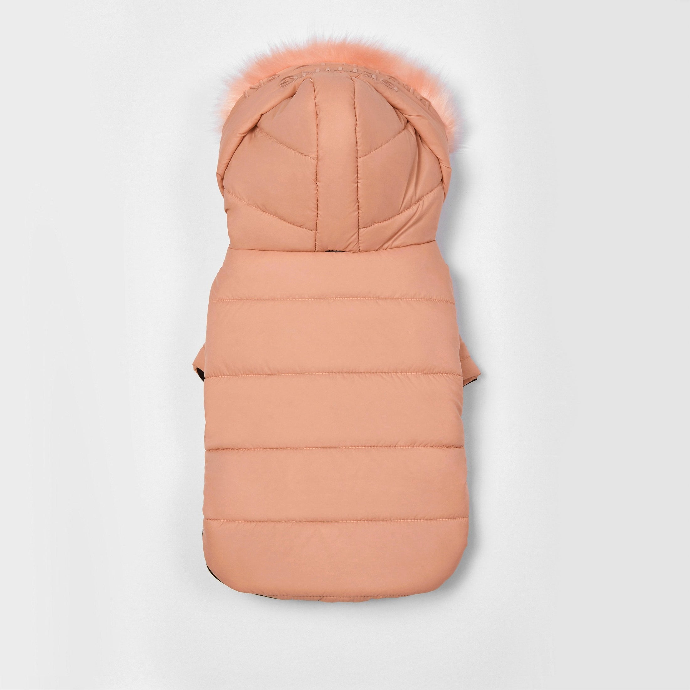 Faux Fur Zip-Up Dog Puffer Jacket with Hood