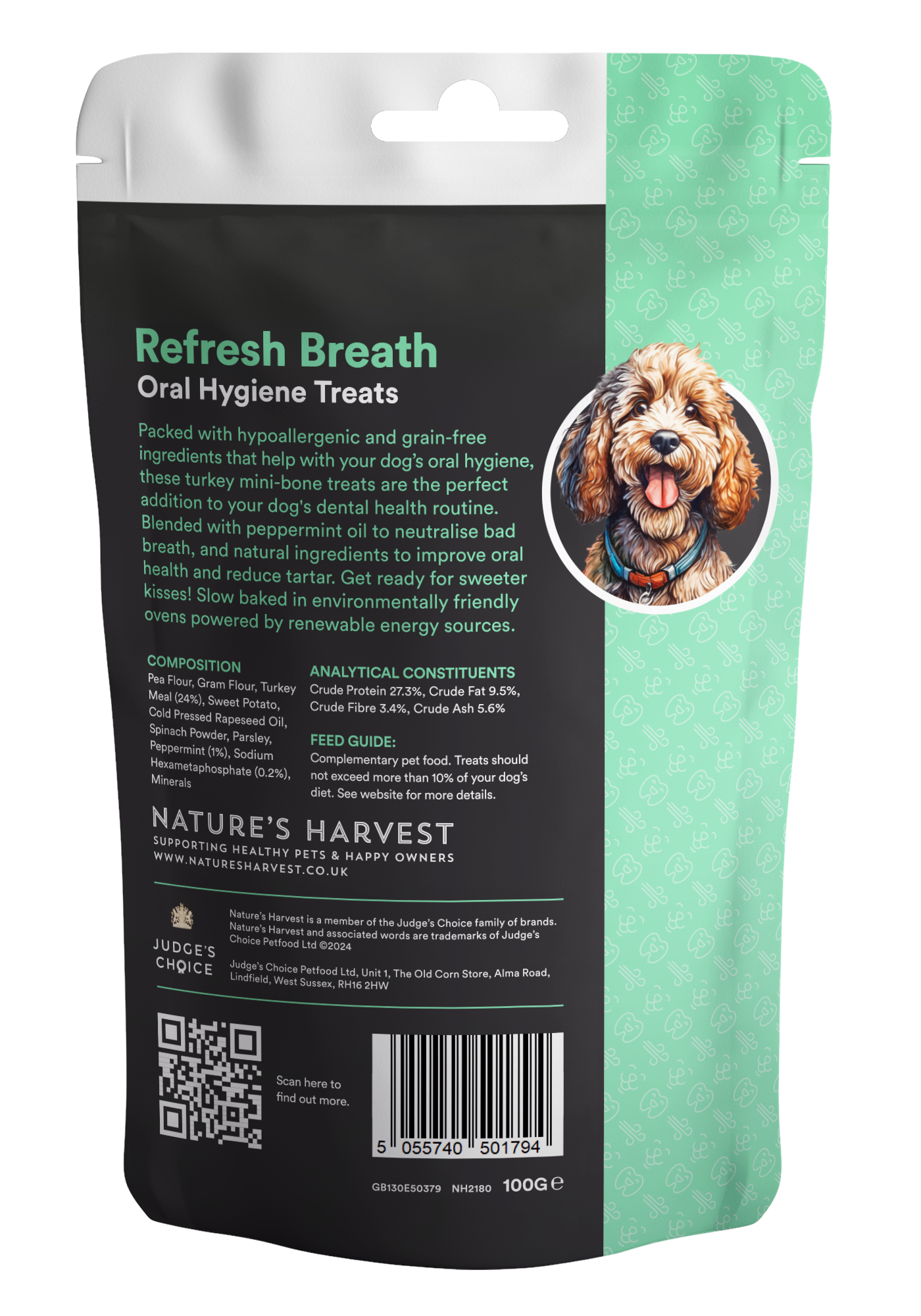 Oral Hygiene Dog Treats 'Refresh Breath' 100g.