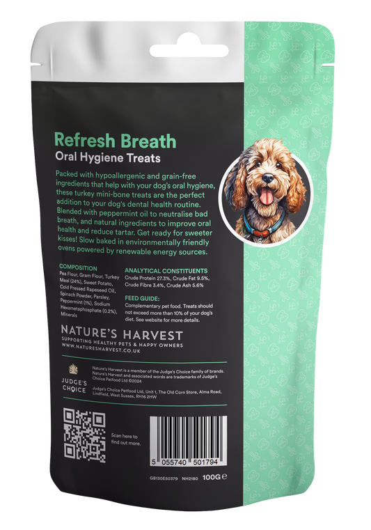 Oral Hygiene Dog Treats 'Refresh Breath' 100g.
