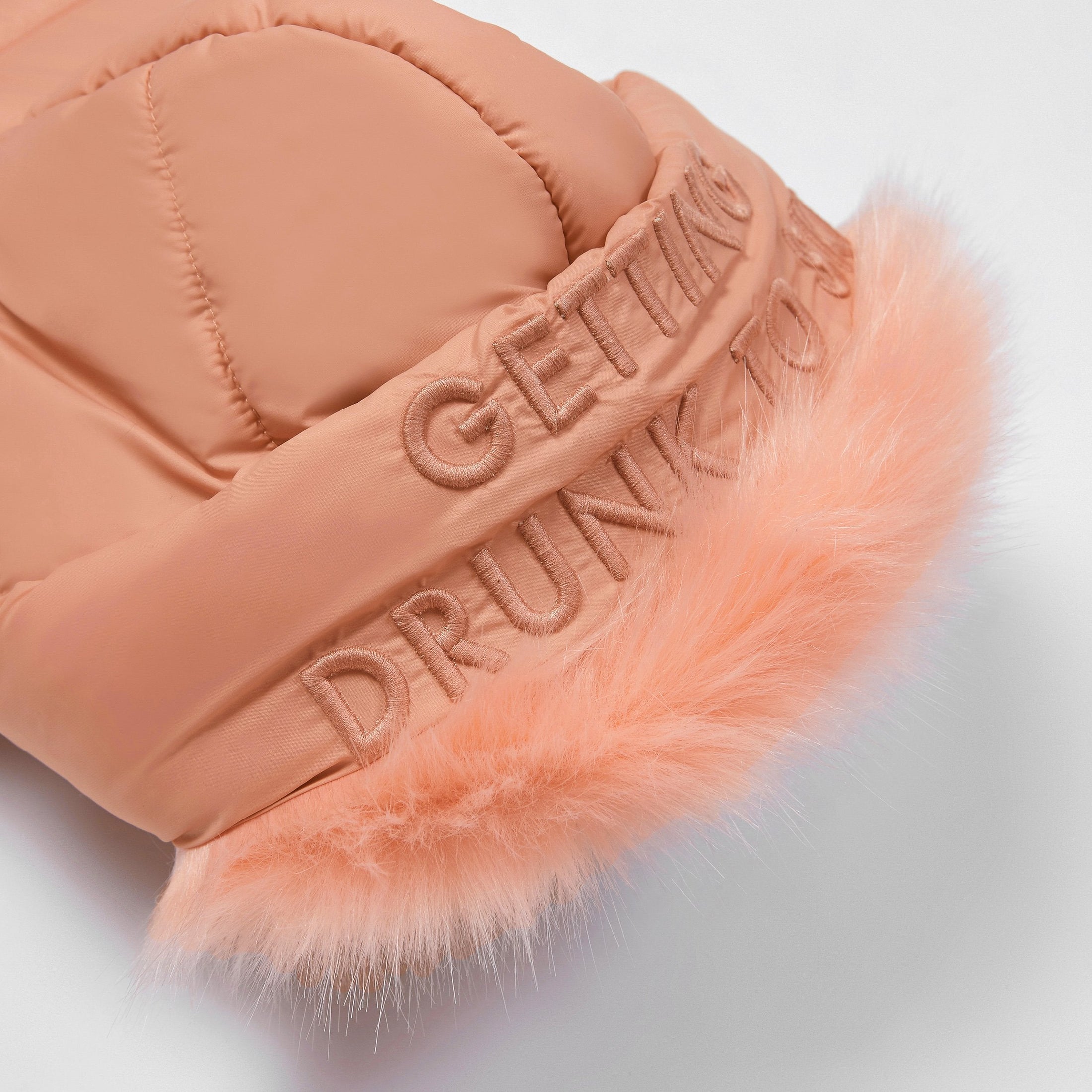 Faux Fur Zip-Up Dog Puffer Jacket with Hood