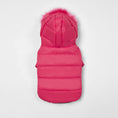 Load image into Gallery viewer, Faux Fur Zip-Up Dog Puffer Jacket with Hood
