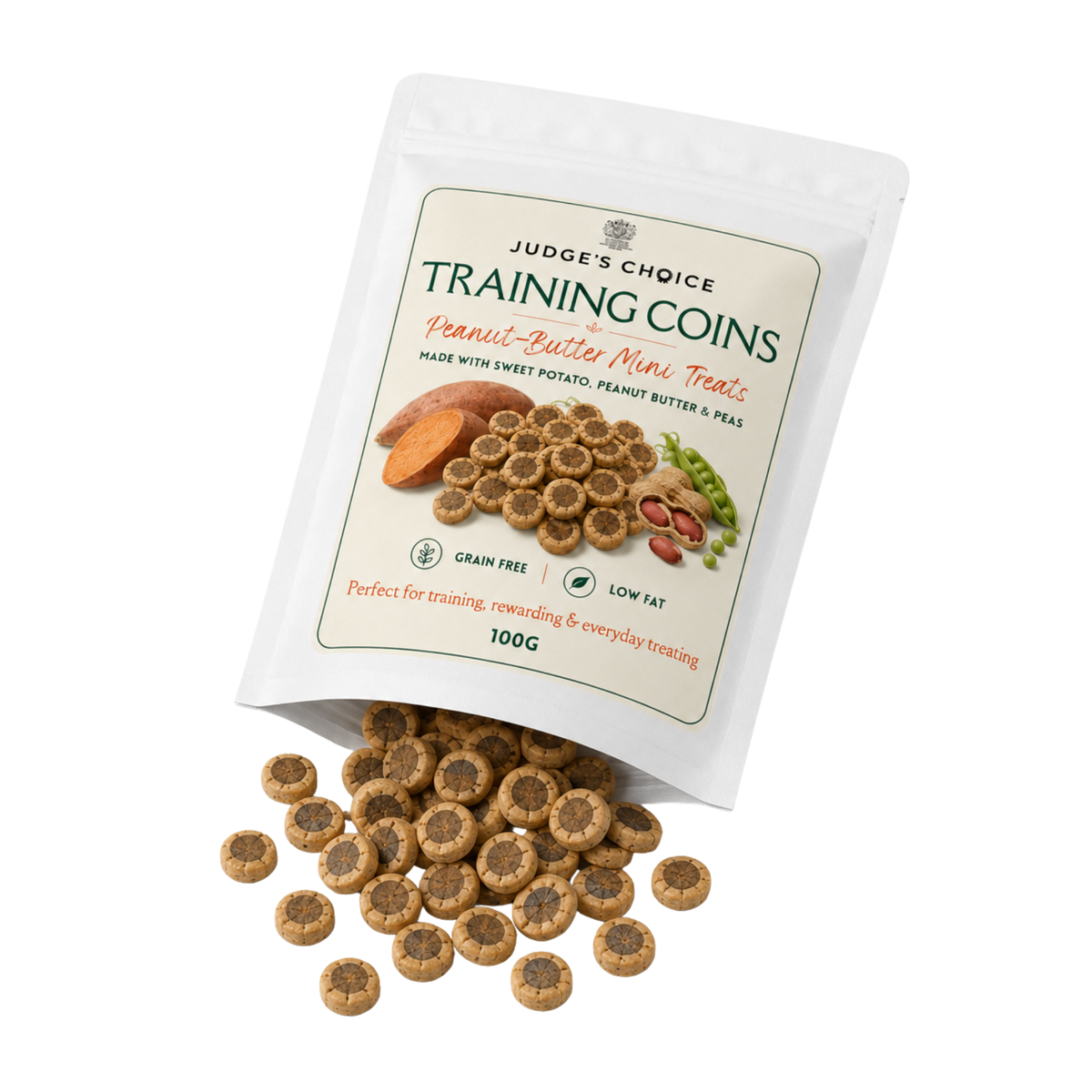 Training Coins – Peanut Butter Mini Dog Treats 100g