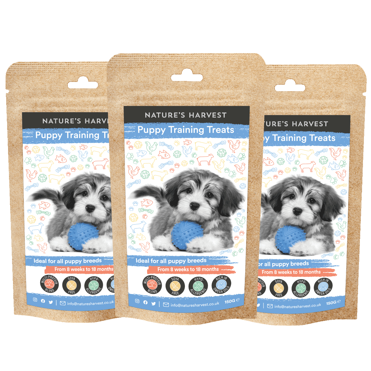 Nature's Harvest Puppy Training Treats 150g pack front