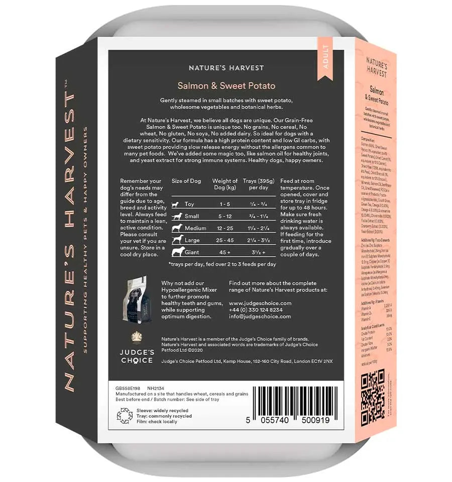 Nature's Harvest Grain Free Adult - Salmon and Sweet Potato.